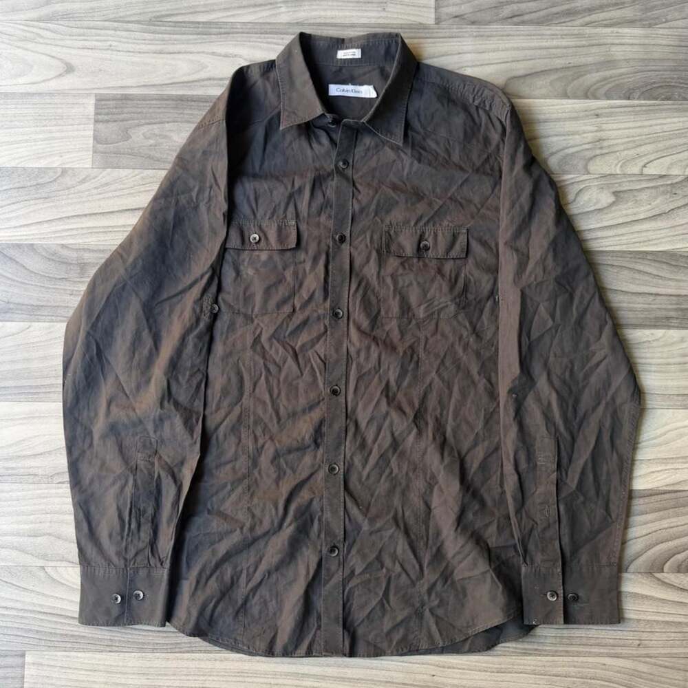 Calvin Klein Y2K Grey Button Up Long Sleeve Shirt